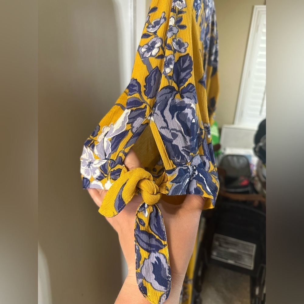 Floral Yellow and Blue Dress - Picture 4 of 4